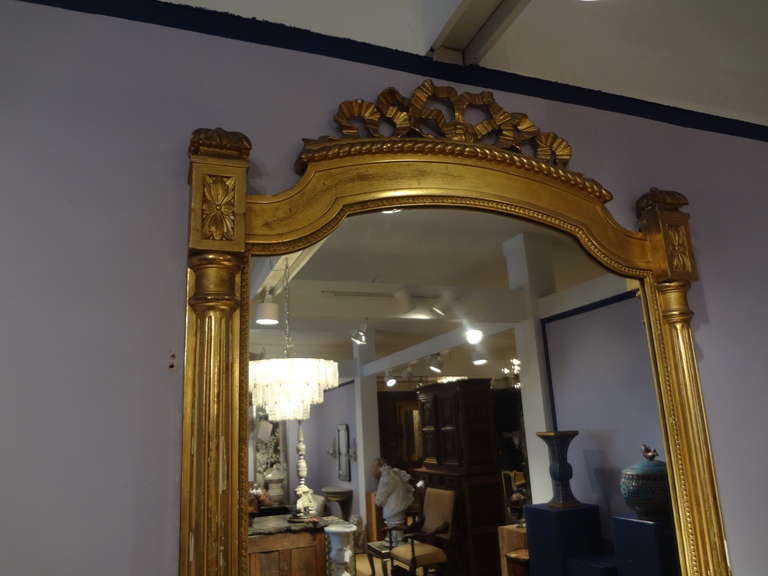 Large 19th Century French Louis XVI Style Gilt Wood Mirror  78