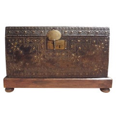 17th Century French Leather Clad Coffer or Blanket Chest 7