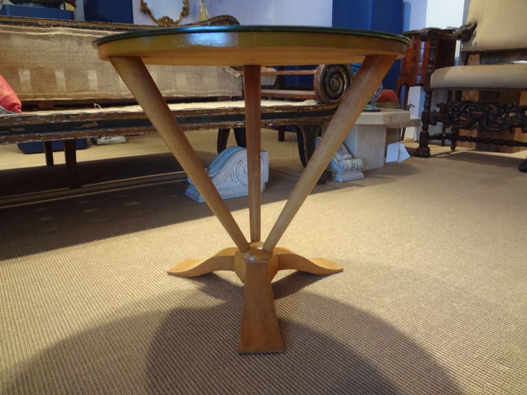 Interesting French Art Deco sycamore drinks or cigarette table with mirrored top.

 