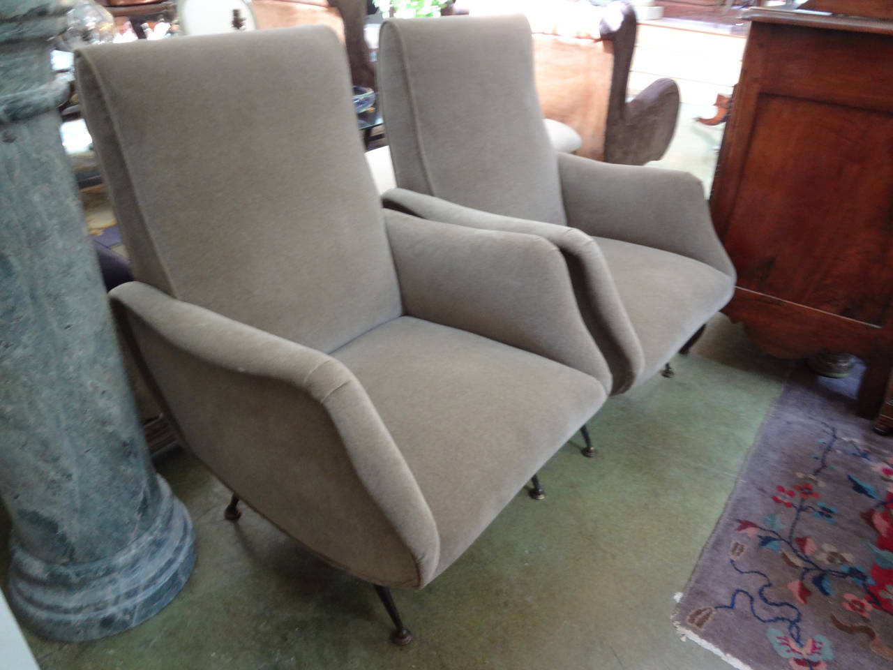 Mid-Century Modern Pair of Sculptural Lounge Chairs, Milan, 1950