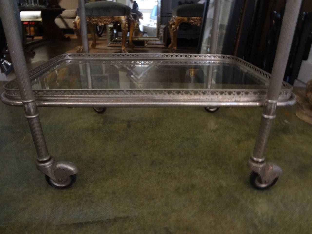 French Three-Tier Nickel-Plated Cart In Good Condition In Houston, TX