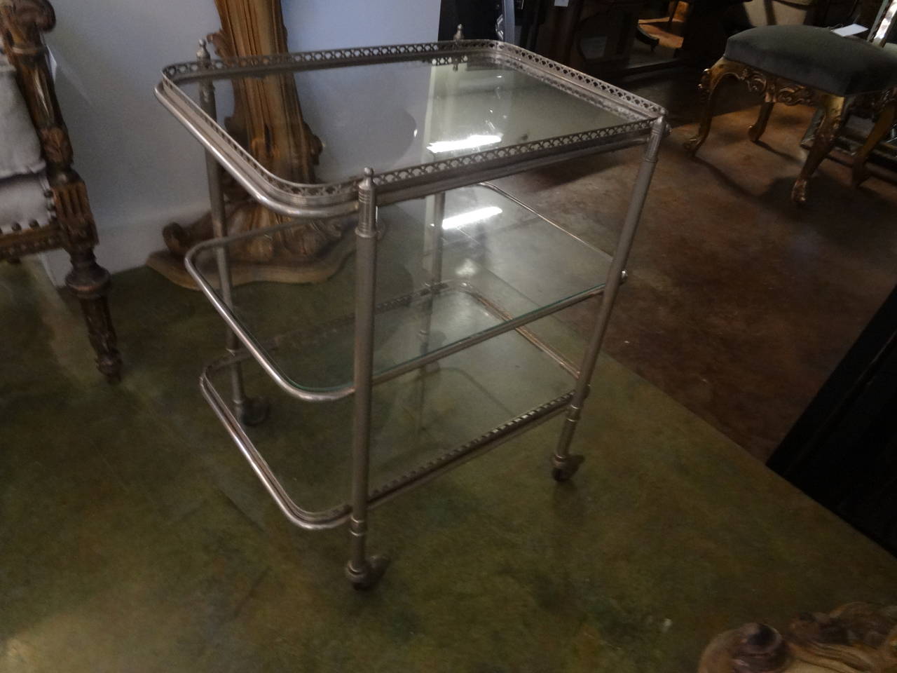 French Three-Tier Nickel-Plated Cart 1