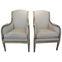 Pair of 19th Century Swedish Gustavian Style Bergeres