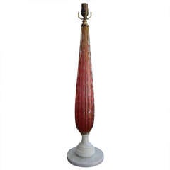Italian Mid Century Murano Glass Cranberry Colored Lamp 5