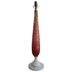 Vintage Italian Mid Century Murano Glass Cranberry Colored Lamp