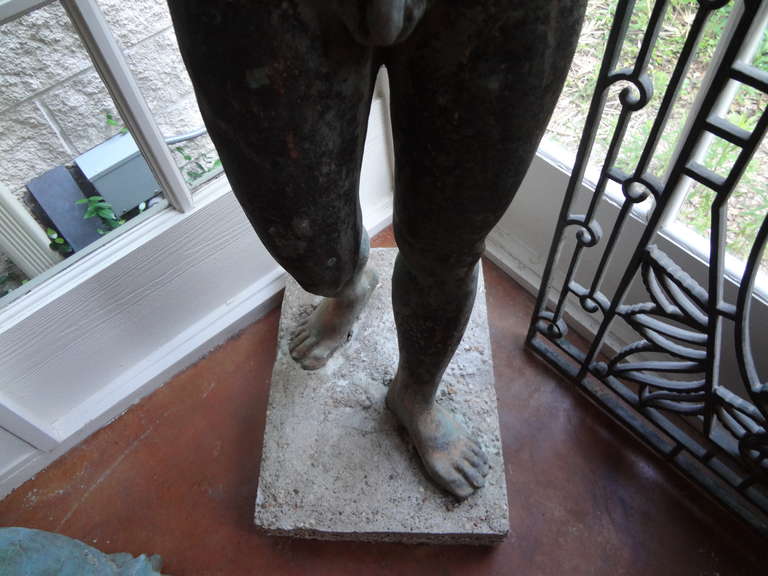 Classical Cast Iron Garden Statue In Excellent Condition In Houston, TX