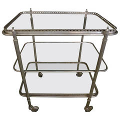 Vintage French Three-Tier Nickel-Plated Cart