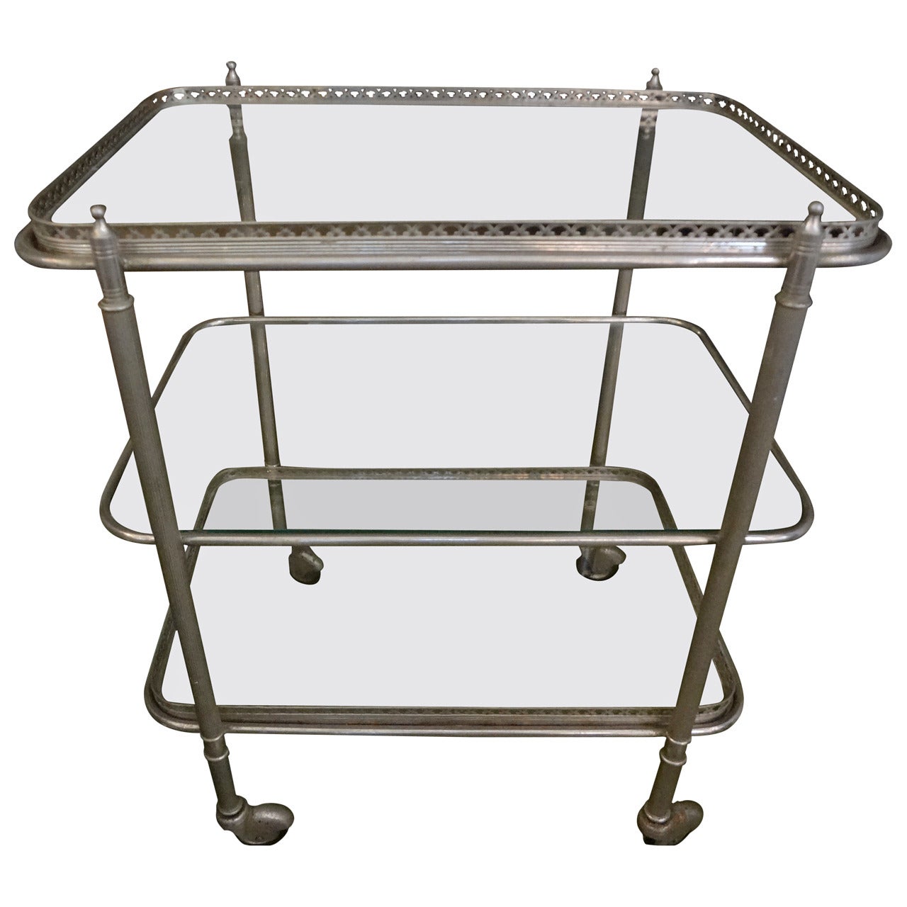 French Three-Tier Nickel-Plated Cart