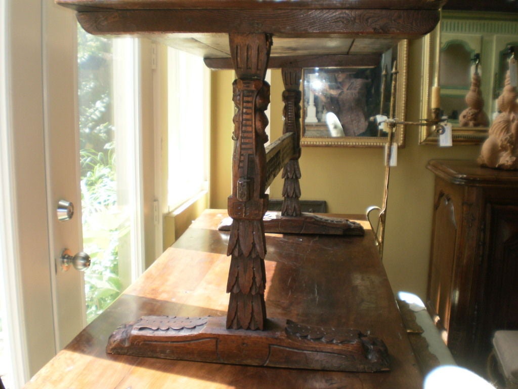 18th Century and Earlier 17th Century Italian Walnut Trestle Table