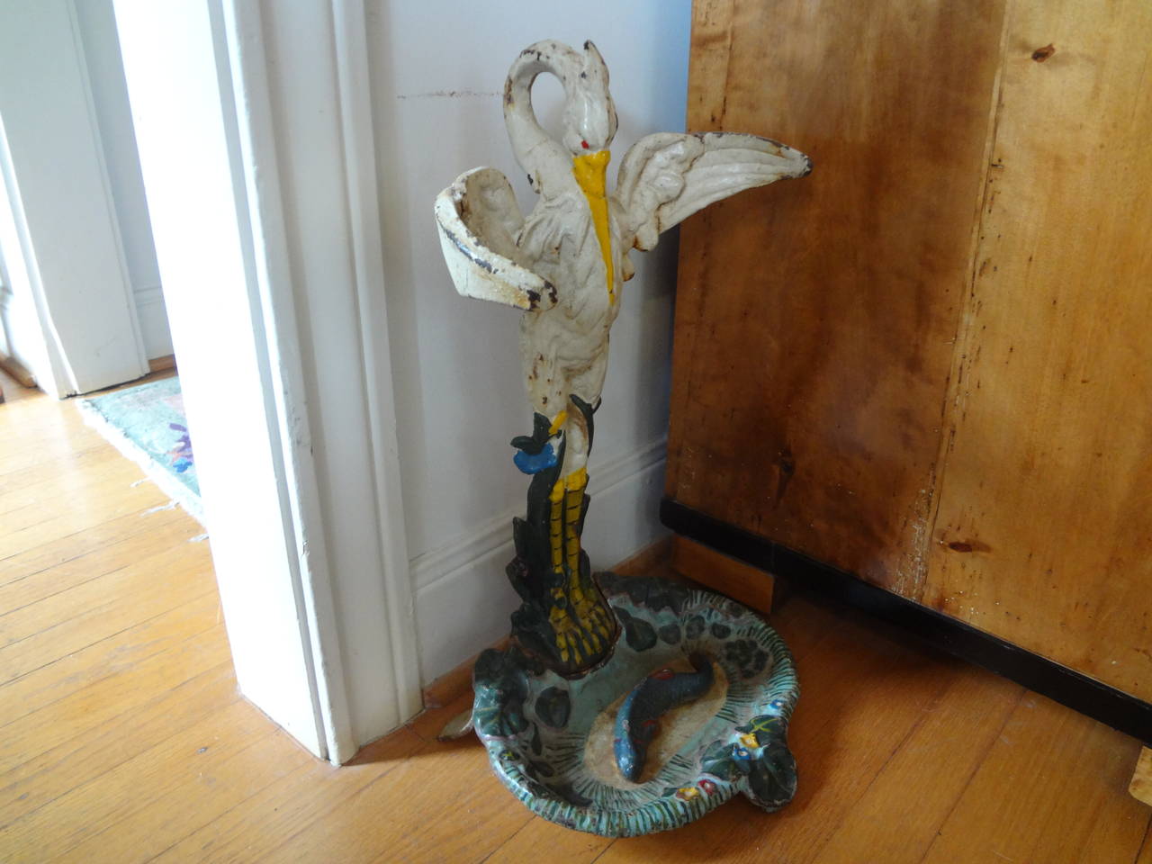 Early 20th Century French Cast Iron Stork Umbrella Stand