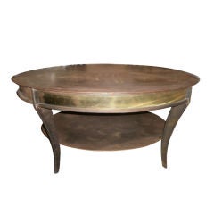 Handsome French Modernist Round Brass Cocktail Table