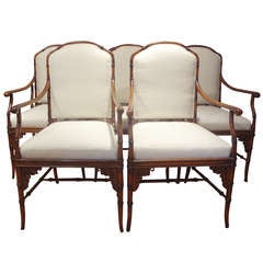 Vintage SET OF 8 FAUX BAMBOO CHAIRS BY SMITH WATSON