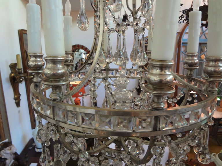 Bronze French Maison Baguès Style 8-Light Crystal Chandelier For Sale