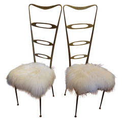 Pair of Italian Brass High Back Chiavari Chairs