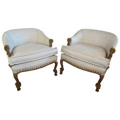 Pair of French Twisted and Knotted Rope Upholstered Chairs