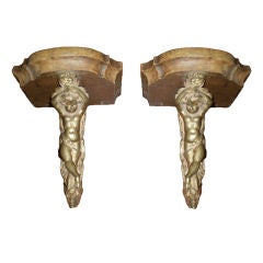 Pair Of 19th Century French Bronze And Wood Wall Brackets-SATURDAY SALE 9
