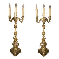 Pair Of 19th Century French Louis XV Style Gilt Bronze Candelabras 26.5 Inches 6
