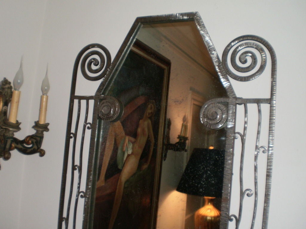 Edgar Brandt Inspired French Art Deco Steel Mirror 1