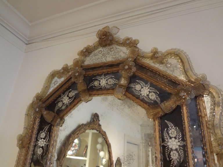 Italian Antique Venetian Glass Octagonal Mirror