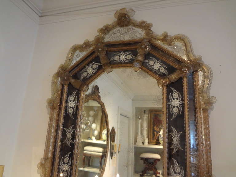 Antique Venetian Glass Octagonal Mirror 1