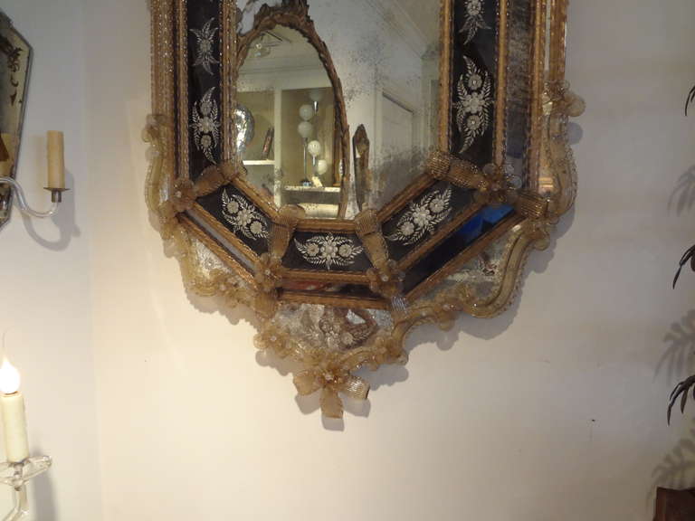 Antique Venetian Glass Octagonal Mirror 3