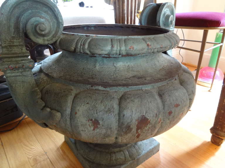 Large Pair Of Antique French Grecian Style Iron Urns 3