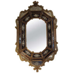 Antique Venetian Glass Octagonal Mirror