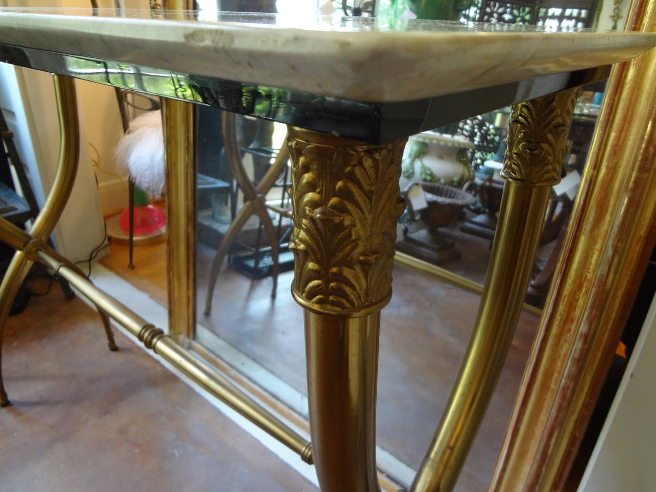 Neoclassical Italian Gio Ponti Style Brass Or Bronze Console Table