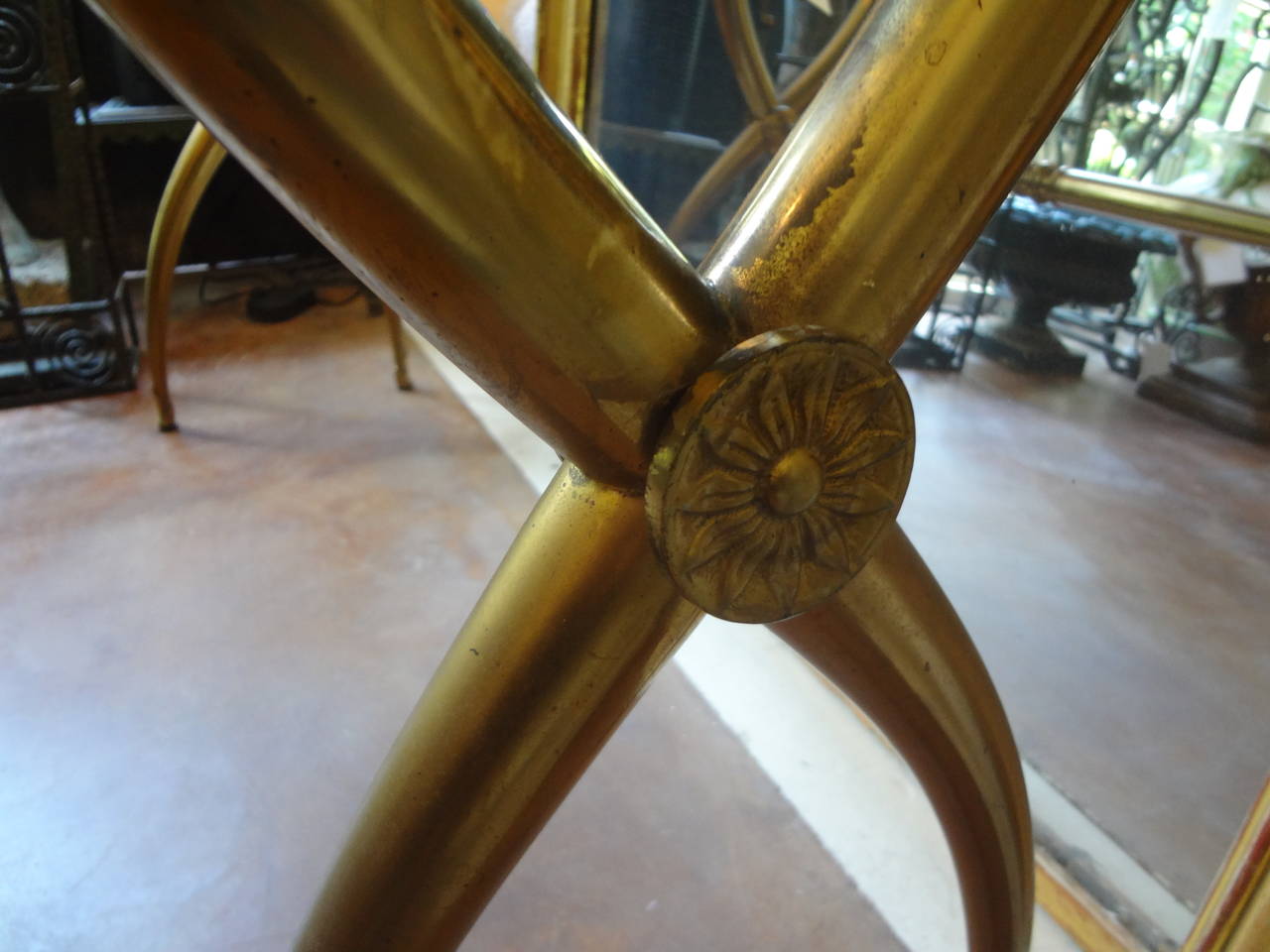 Italian Gio Ponti Style Brass Or Bronze Console Table In Good Condition In Houston, TX