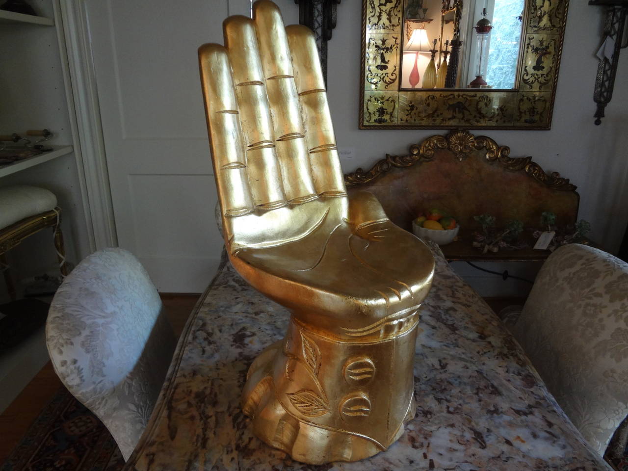 Mid-Century Modern Giltwood Hand Chair Sculpture after Pedro Friedeberg