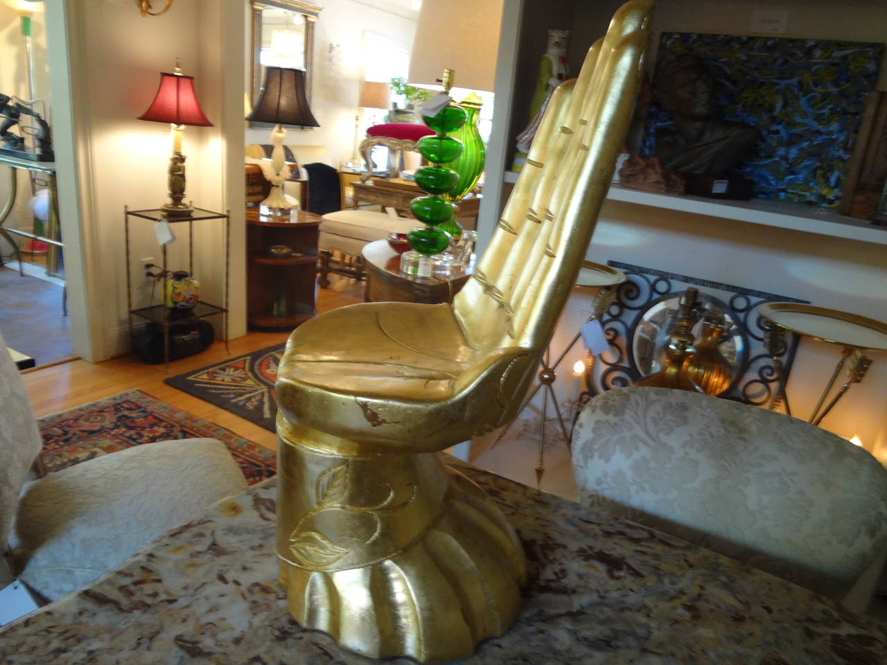 Giltwood Hand Chair Sculpture after Pedro Friedeberg In Excellent Condition In Houston, TX