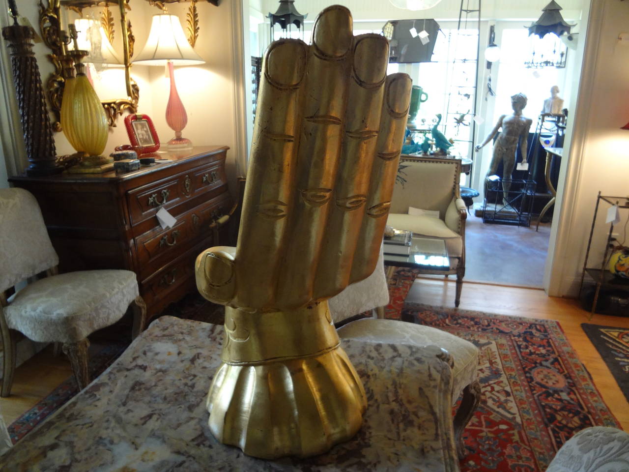 Mid-20th Century Giltwood Hand Chair Sculpture after Pedro Friedeberg