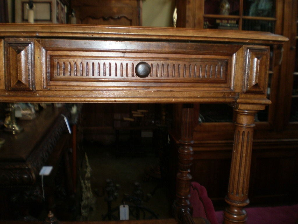 19th Century French Louis XIV Style Walnut Desk Or Table In Excellent Condition In Houston, TX