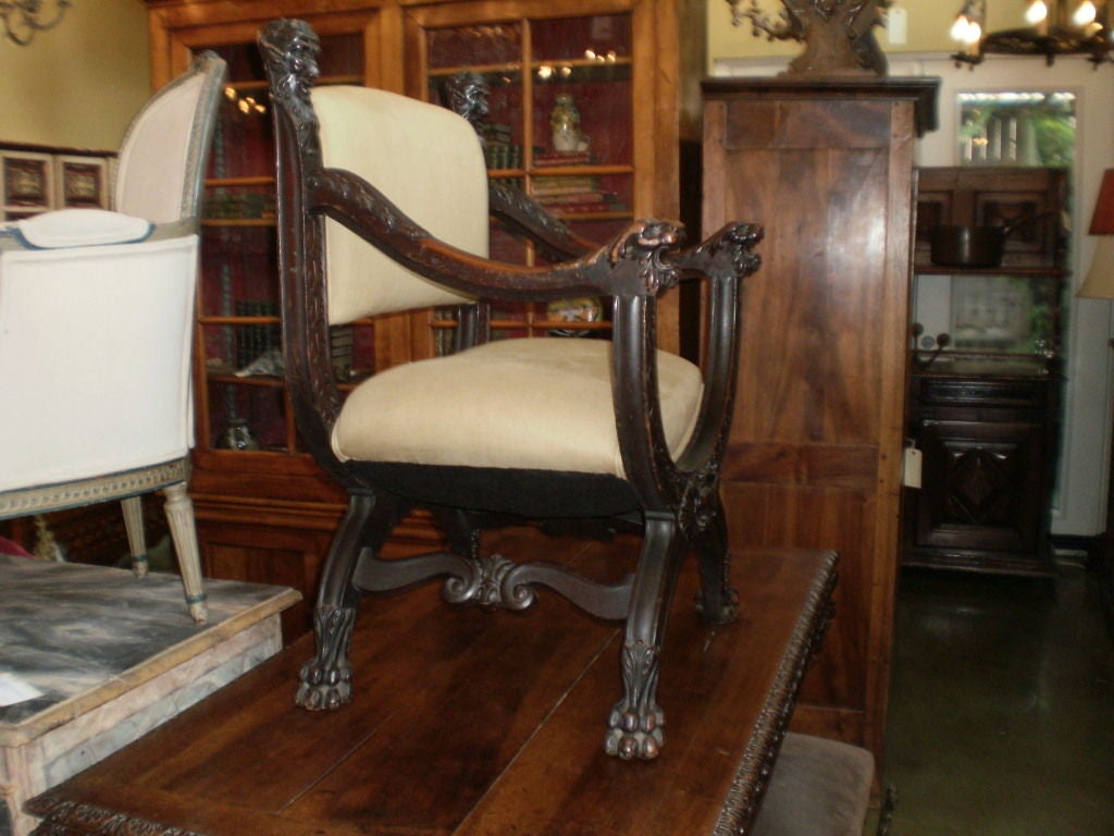 19th Century Antique Italian Renaissance Style Chair For Sale