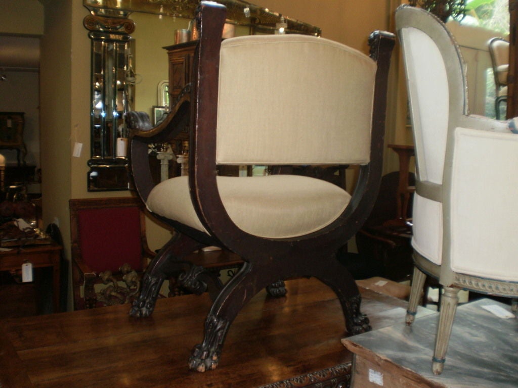 Fabric Antique Italian Renaissance Style Chair For Sale