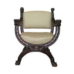 Antique Italian Carved Walnut Renaissance Style Armhair 11