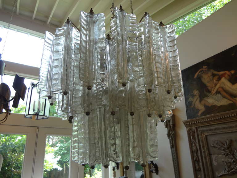 Mid-Century Modern Mid Century Modern Italian Murano Glass Chandelier, Possibly Venini