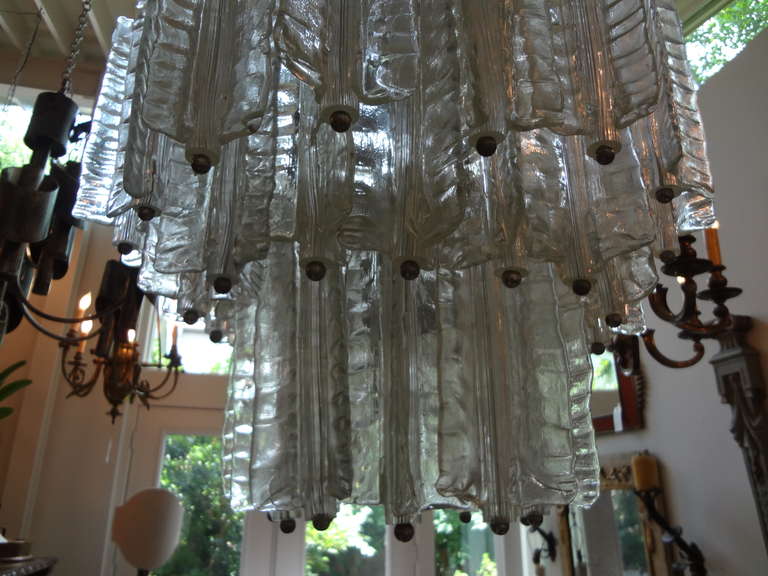 Mid Century Modern Italian Murano Glass Chandelier, Possibly Venini 1