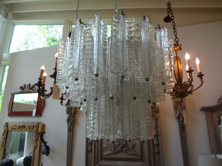 Mid Century Modern Italian Murano Glass Chandelier, Possibly Venini 2