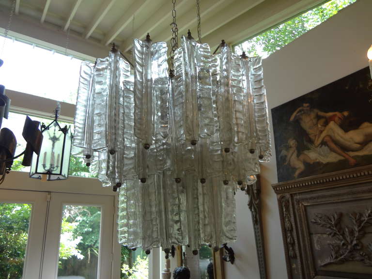 Mid Century Modern Italian Murano Glass Chandelier, Possibly Venini 3