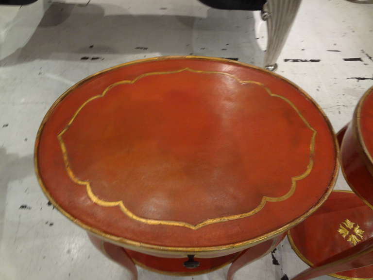 Pair of Italian Painted and Gilt Tables with Drawer In Good Condition In Houston, TX