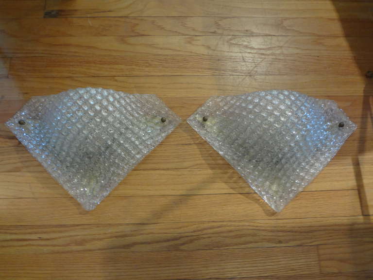 Pair of Italian Murano Glass and Bronze Sconces