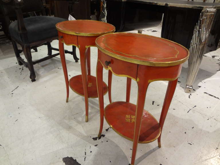 Pair of Italian Painted and Gilt Tables with Drawer 2
