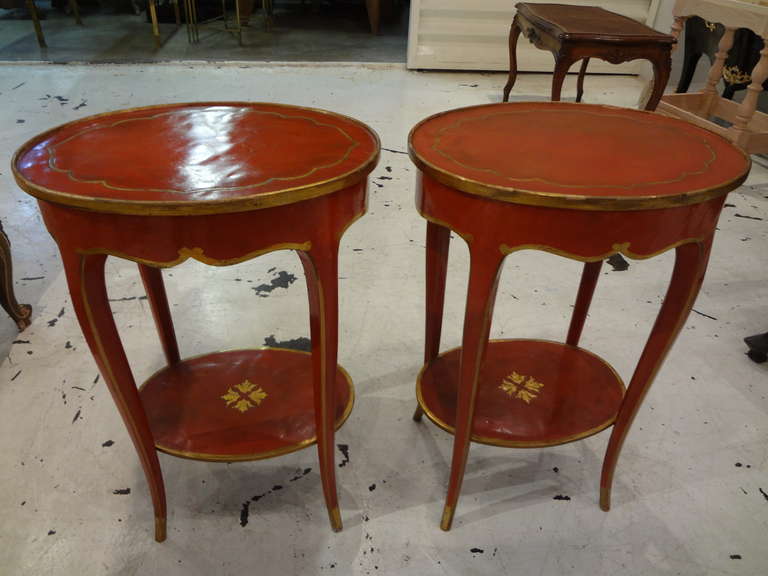 Pair of Italian Painted and Gilt Tables with Drawer 3