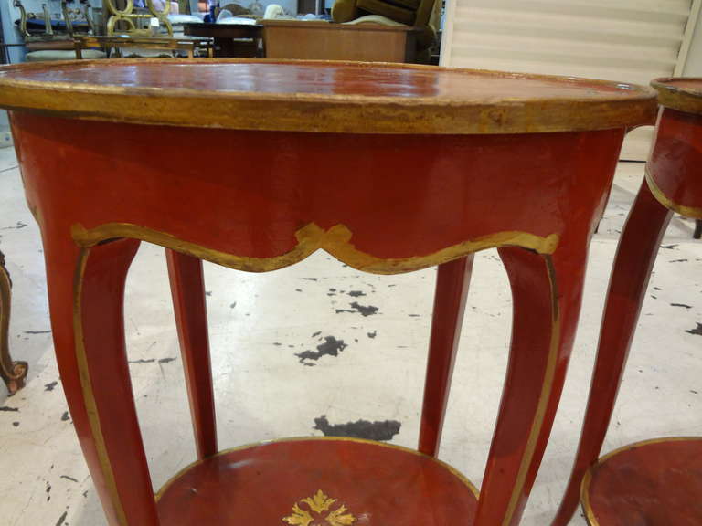 Pair of Italian Painted and Gilt Tables with Drawer 4