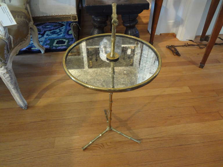 French Maison Bagues Style Bronze Gueridon With Mirrored Top 2