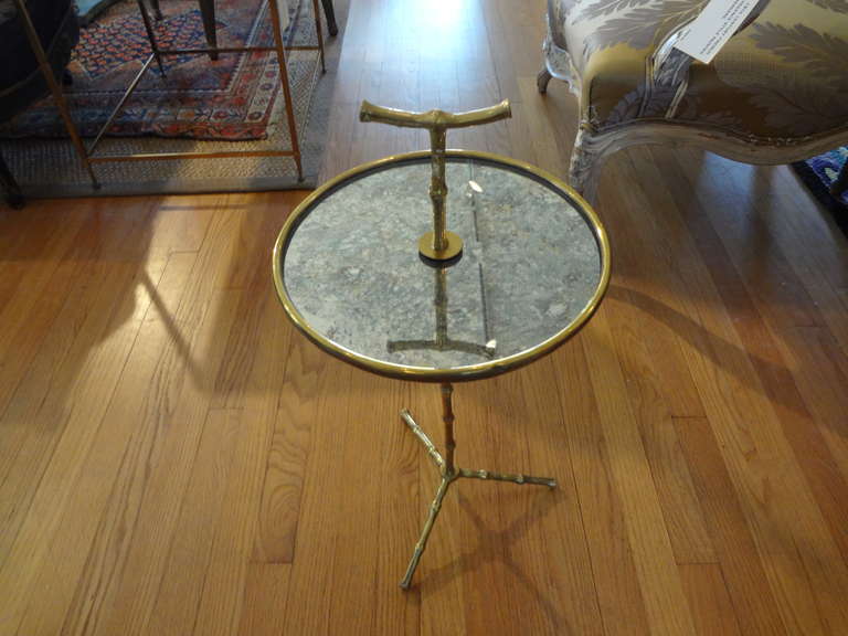 French Maison Bagues Style Bronze Gueridon With Mirrored Top 3