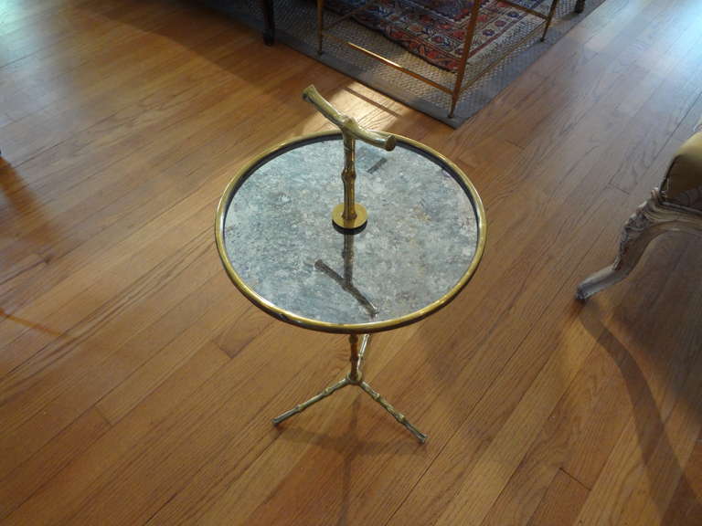 French Maison Bagues Style Bronze Gueridon With Mirrored Top 4