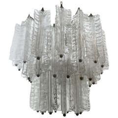 Mid Century Modern Italian Murano Glass Chandelier, Possibly Venini