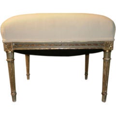 LOVELY FRENCH LOUIS XVI STYLE PAINTED AND GILT TABOURET